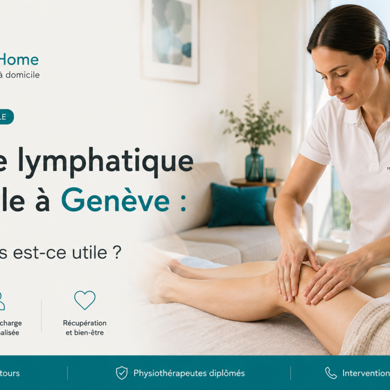Drainage lymphatique à domicile à Genève réalisé par une physiothérapeute MyPhysioHome dans un environnement de soins à domicile moderne et confortable.